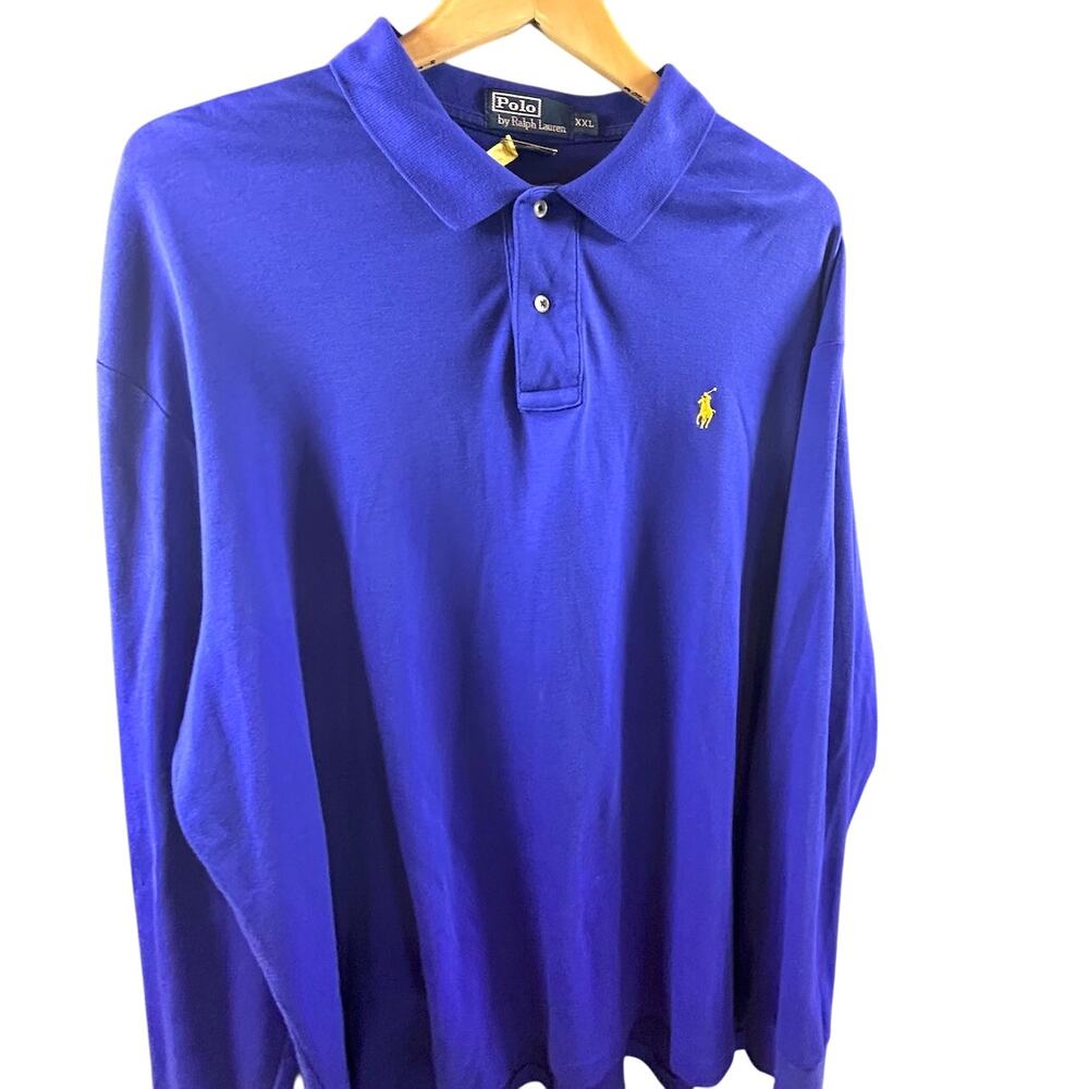 Vintage Polo Ralph Lauren Blue Long Sleeve 90s Preppy Old Money Style XXL - Picture 3 of 12
